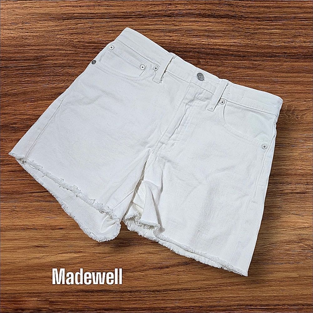 Madewell Women's White Denim High Rise Cut Off Shorts